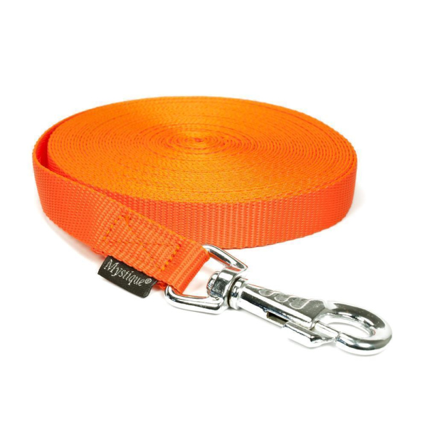 Mystique® Nylon Schleppleine 20mm neonorange 5m robust Karabinerhaken mit HS