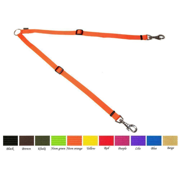 Mystique® Nylon Koppel verstellbar 20mm neon grün 50-90cm robust Karabinerhaken