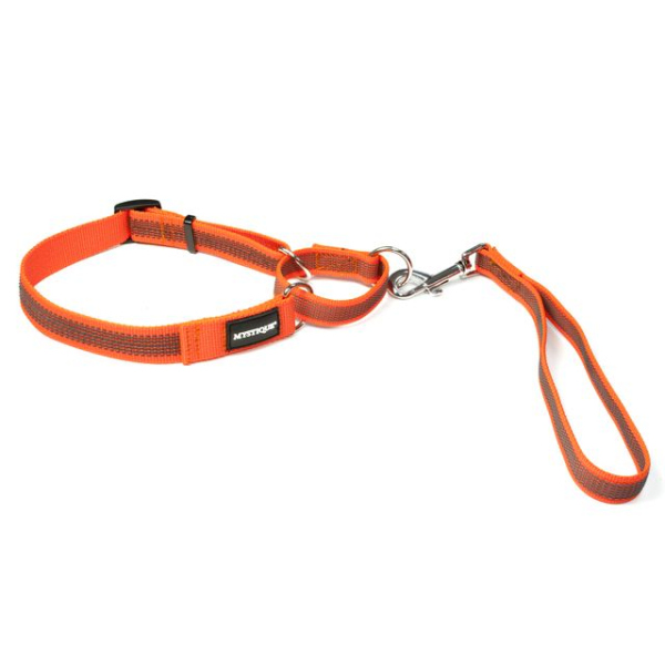 Mystique® Gummierte Agility Leine 25mm neon orange 35-50cm