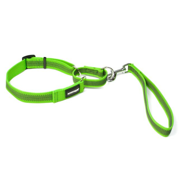 Mystique® Gummierte Agility Leine 30mm neon grün 35-55cm