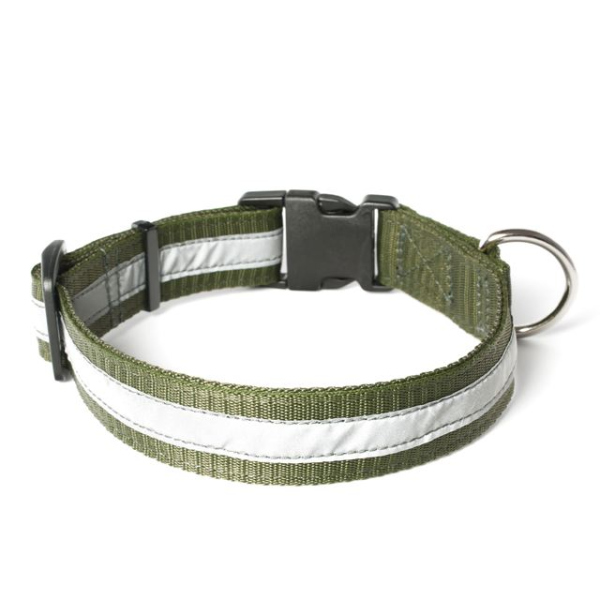 Mystique® Nylon Halsband Profi reflex 30mm khaki 40-50cm