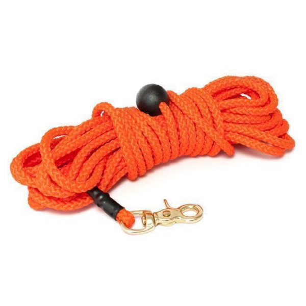 Mystique® Nylon Feldleine rund 7mm neon orange 50m messing Scherenkarabinerhaken