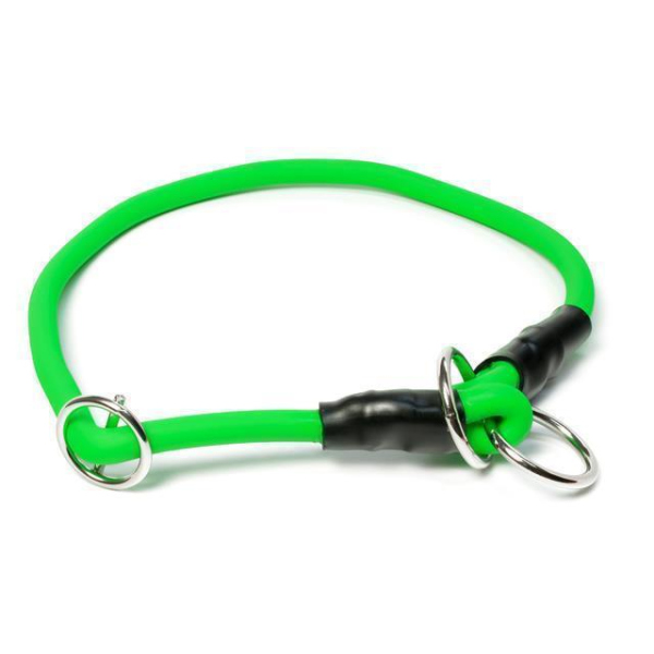 Mystique® Biothane Halsband rund mit Zugbegrenzung 8mm neon grün 40cm