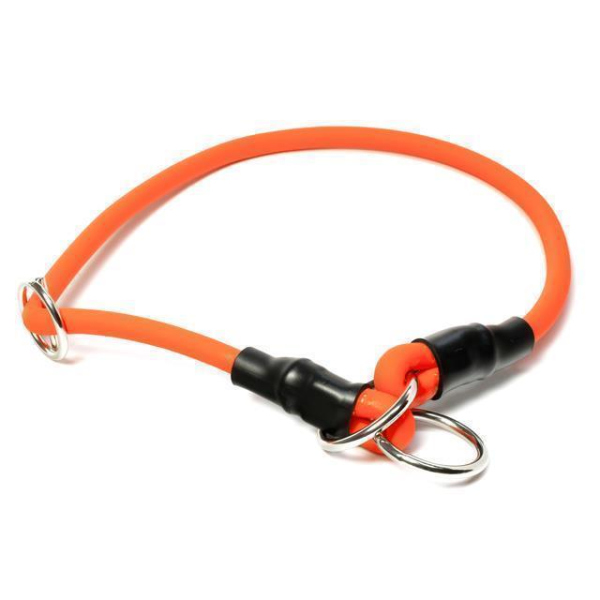 Mystique® Biothane Halsband rund mit Zugbegrenzung 8mm neon orange 35cm