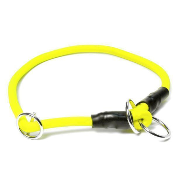 Mystique® Biothane Halsband rund mit Zugbegrenzung 8mm neon gelb 35cm