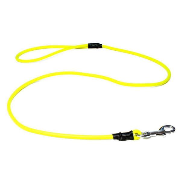 Mystique® Biothane Leine rund 6mm mit Handschlaufe neon gelb 1,2m