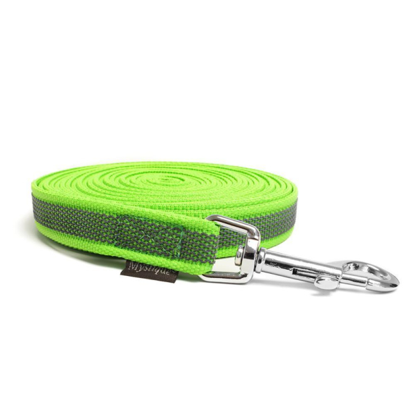 Mystique® Gummierte Schleppleine 20mm ohne Handschlaufe Standard Karabiner neon grün 10m