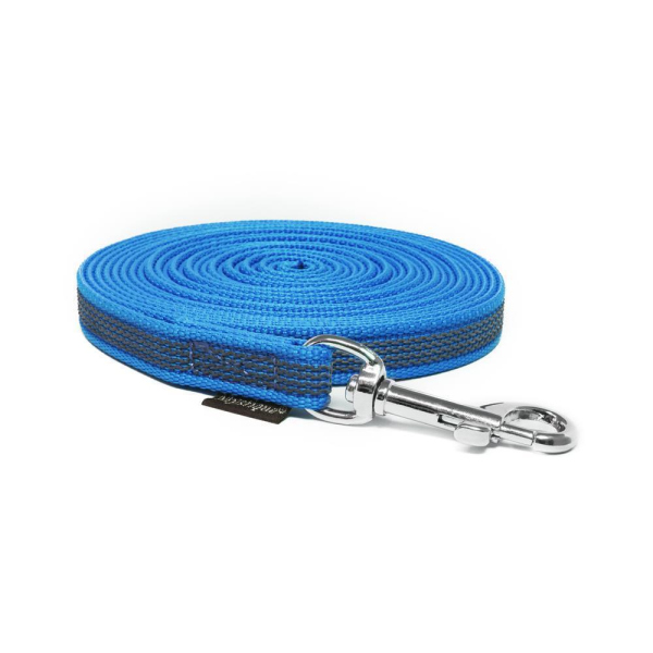 Mystique® Gummierte Schleppleine 15mm ohne Handschlaufe Standard Karabiner blau 7,5m