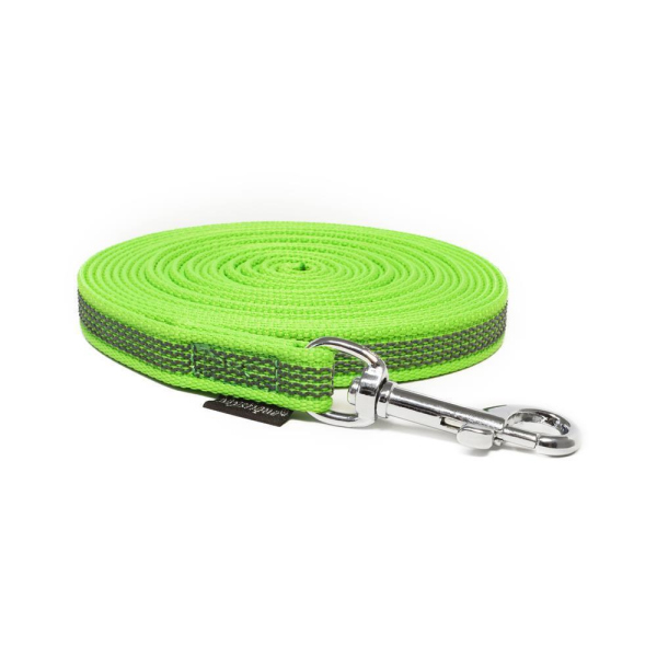 Mystique® Gummierte Schleppleine 15mm ohne Handschlaufe Standard Karabiner neon grün 15m