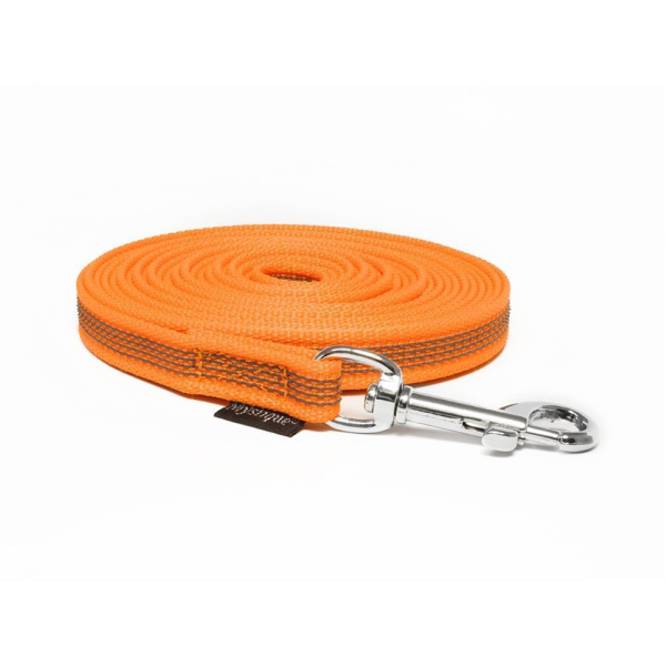 Mystique® Gummierte Schleppleine 12mm ohne Handschlaufe Standard Karabiner neon orange 15m