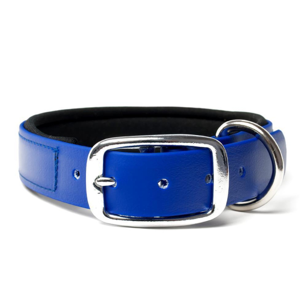 Mystique® Biothane Halsband Deluxe Neopren 25mm beta blau 40-48cm