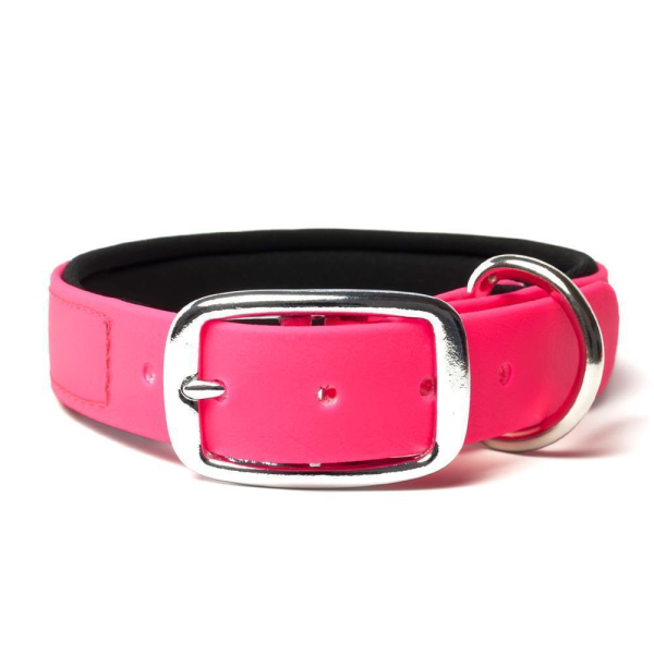 Mystique® Biothane Halsband Deluxe Neopren 25mm beta neon pink 50-58cm