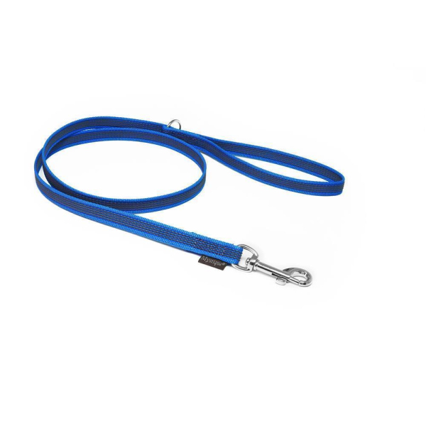 Mystique® Gummierte Leine 15mm mit Handschlaufe Standard Karabiner blau 1,2m