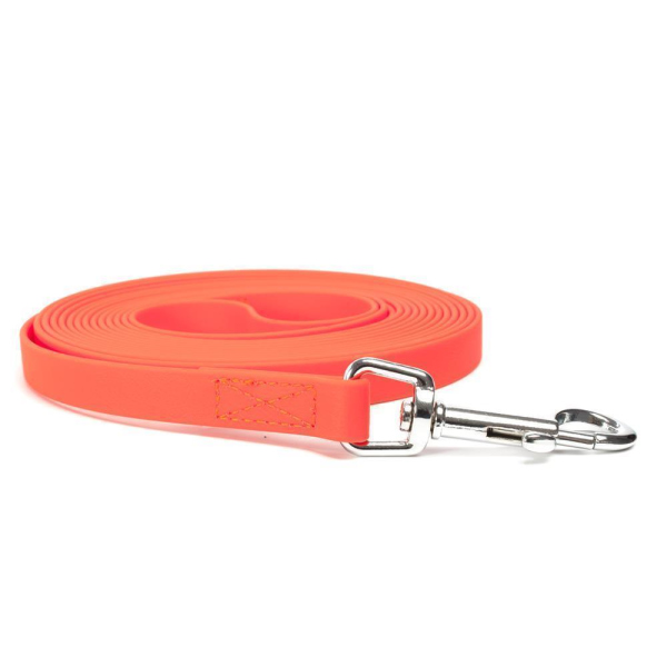 Mystique® Biothane Schleppleine 19mm vernäht mit HS Standard Karabiner beta neon orange 7,5m