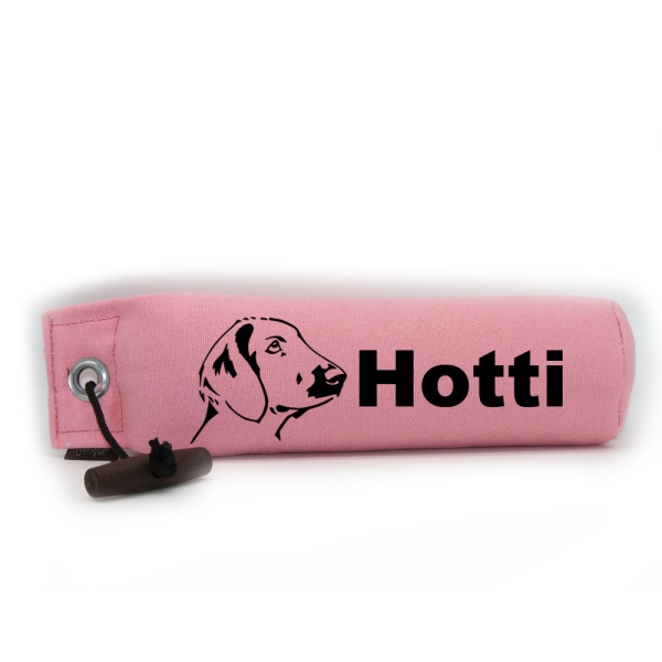 Mystique Dummy Einzel Name pink rosa Flat Coated Retriever Kopf