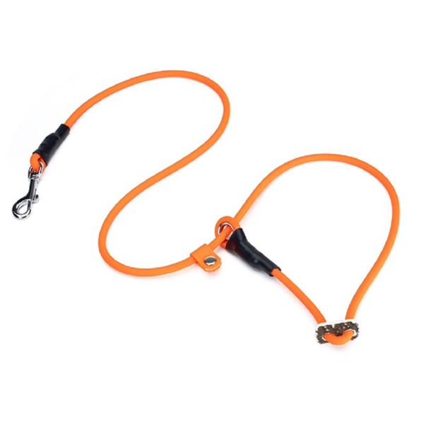 Mystique® Biothane Hunting Profi Teil 8mm Moxon mit Zugbegrenzung neon orange 125cm