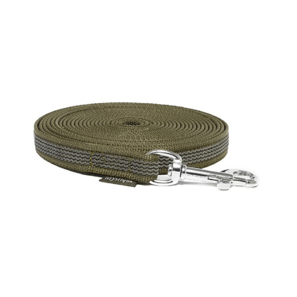 Mystique® Gummierte Schleppleine 15mm ohne Handschlaufe Standard Karabiner khaki 7,5m