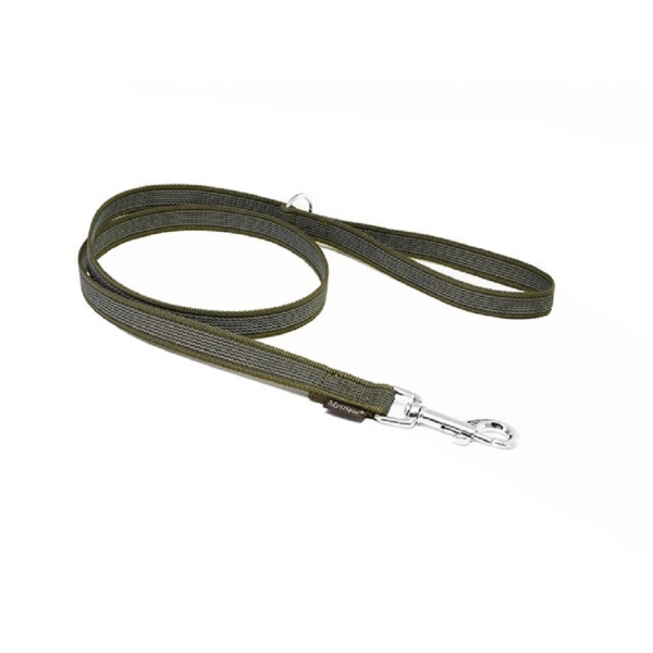 Mystique® Gummierte Leine 20mm mit Handschlaufe Standard Karabiner khaki 1,2m