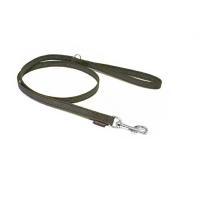 Mystique® Gummierte Leine 12mm mit Handschlaufe Standard Karabiner khaki 1,2m