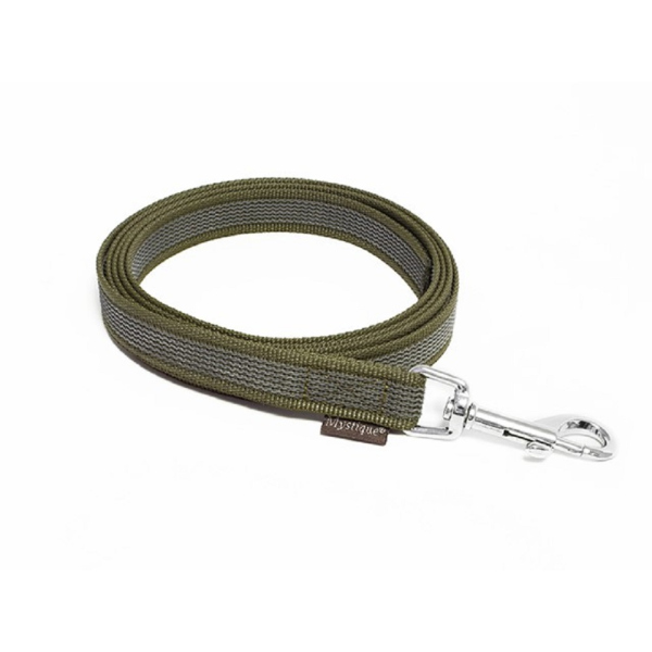 Mystique® Gummierte Leine 15mm ohne Handschlaufe Standard Karabiner khaki 2m