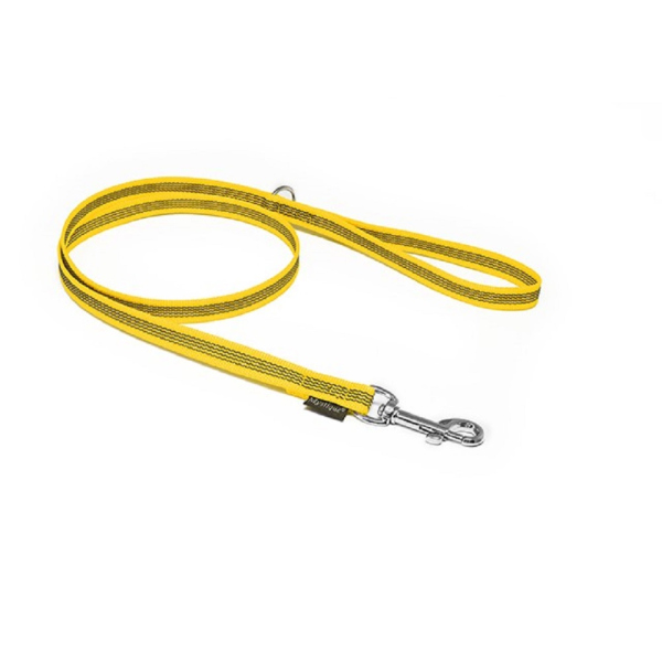 Mystique® Gummierte Leine 15mm mit Handschlaufe Standard Karabiner gelb 1,2m