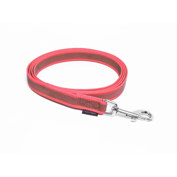 Mystique® Gummierte Leine 20mm ohne Handschlaufe Standard Karabiner neon pink 2m